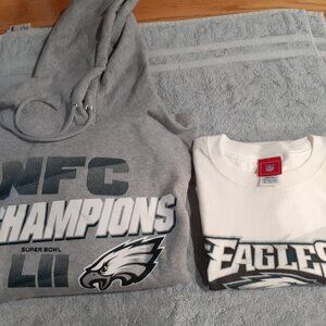 Philadelphia Eagles NFL Tee shirt (XL), Hooded sweatshirt (2XL)